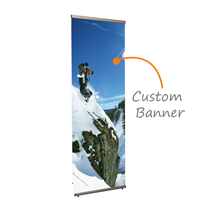Silver Anondized Aluminum Quick Banner Stand With Custom Upload Your Own Design Banner